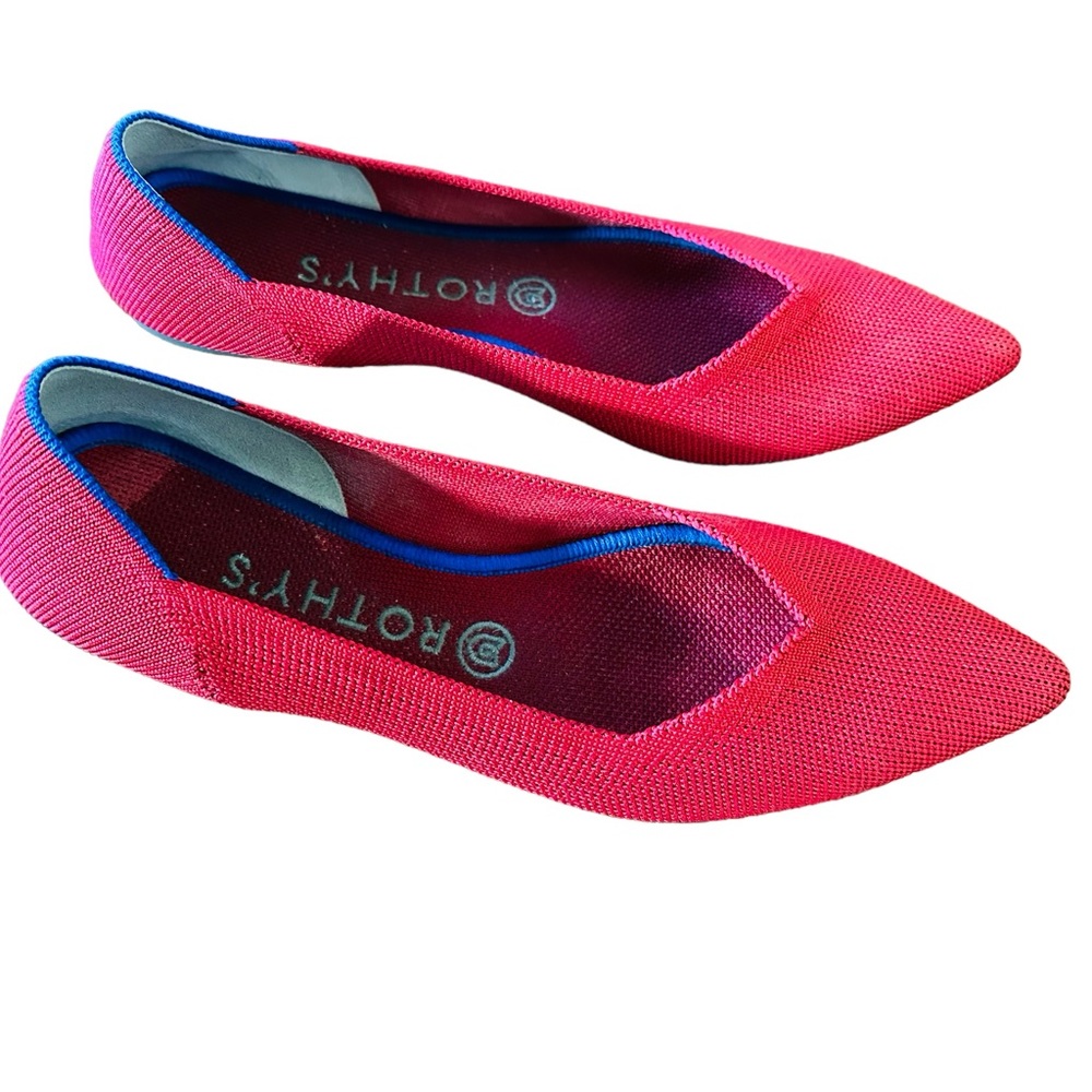 Rothy's The Point Chili Red Washable Comfort Knit Flats Size 9